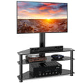 RFIVER Corner TV Stand for 32-70 Inch LED LCD OLED Plasma Flat Curved TVs, Height Adjustable TV Cabinet With Bracket up to 40kgs, Swivel TV Floor Stand with Tempered Glass Shelves Max VESA 600x400mm MegaBDM