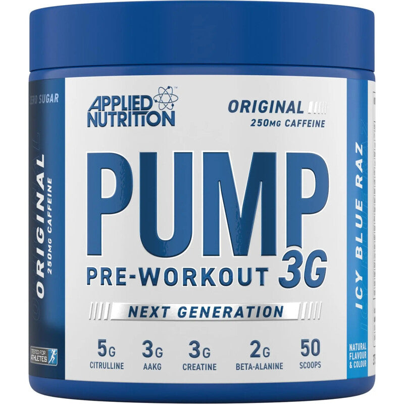 Applied Nutrition Pump 3G Pre Workout Powder Icy Blue Raspberry Flavour - 375g MegaBDM
