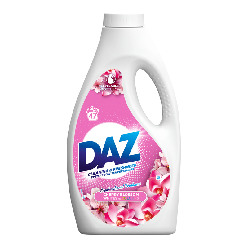 Daz Liquid Laundry Detergent, Cherry Blossom, Whites & Colours, 47 Washes, 1.551l MegaBDM