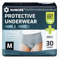 SUNKISS Incontinence Underwear for Men,Daytime Disposable Adult Pull Ups,Mens Protective Briefs with Maximum Absorbency, Medium, Grey, 30 Count MegaBDM