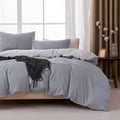 MENDALE Duvet Cover Set - Premium Bedding Set - 200*200 cm Duvet Cover with 65*65 cm Pillow Case - Soft Brushed Microfiber- Dark Grey & Light Grey MegaBDM