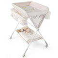 Diaper Changing Station with 3 Position Adjustable Level and 4 Universal Wheels - Natural MegaBDM