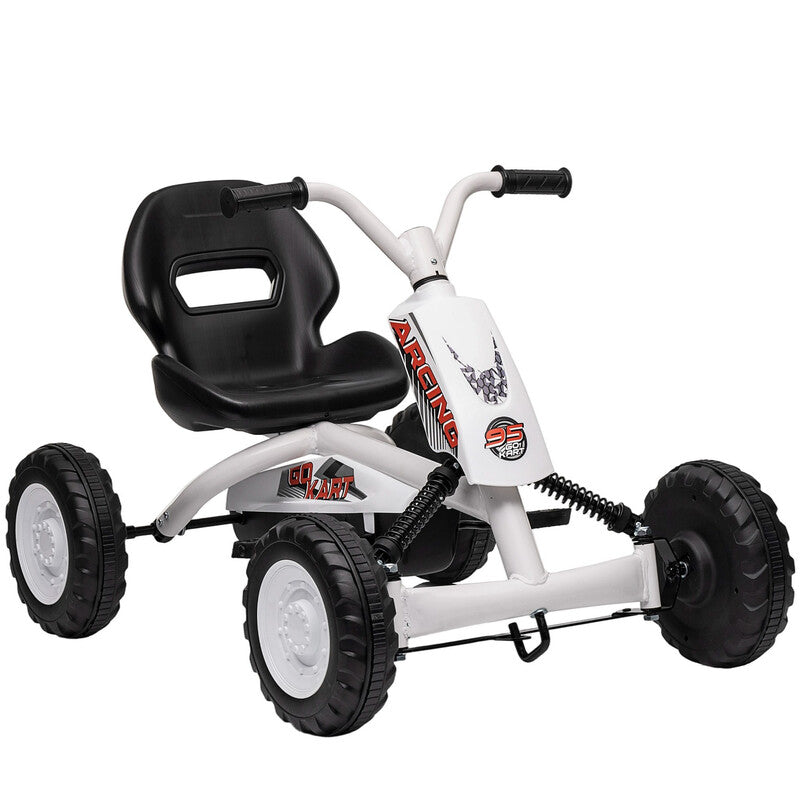 370-447V00WT AIYAPLAY Pedal Go Kart, Kids Ride on Race Car Sporty Design with Steel Frame, Go Kart for Kids Ages 2-5 Years, White MegaBDM