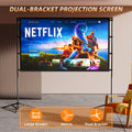 XBJ 72 Inch Portable Projector Screen with Tripod Stand,Foldable Anti‑Crease,with 4 Fixing Ropes,6 Ground Stakes&1 Carry Bag,Outdoor Movie,Football Game Viewing,Camping Party MegaBDM