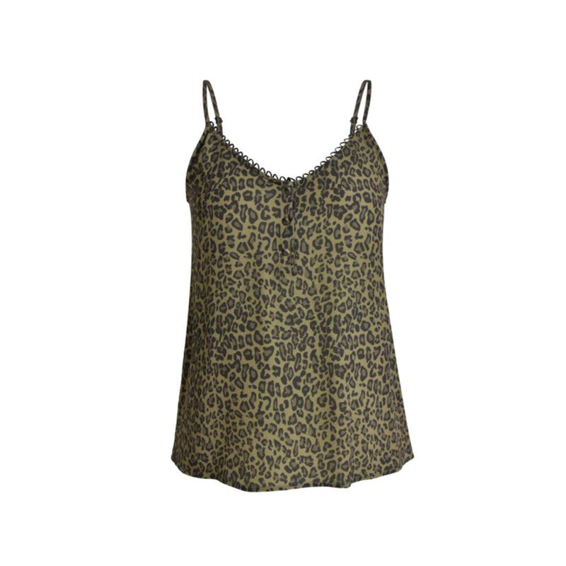 IZURIA round-neck olive green leopard-print camisole S MegaBDM