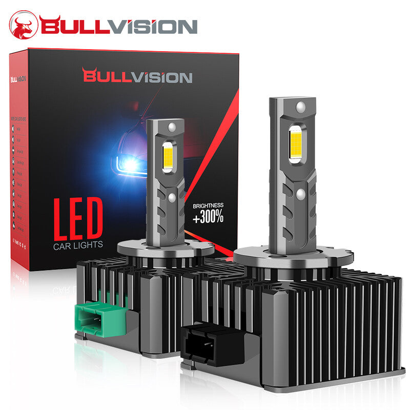 Bullvision D4S D4R D1S D1R D3S D3R D2S D2R LED Light Bulbs, 18000LM Brightness, 1:1 Design with Cooling Fan, Plug & Play, 6000K White, 2pcs Packed MegaBDM