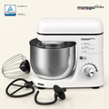 Monsga SM100 Stand Mixer, 1000W Peak Power, Cream White, 6.0 L Stainless Steel Mixing Bowl, Quiet, with Whisk, Super Non-Stick Teflon Dough Hook (260°C Heat Resistant), Beater & Splash Guard, 8 Speed Settings MegaBDM