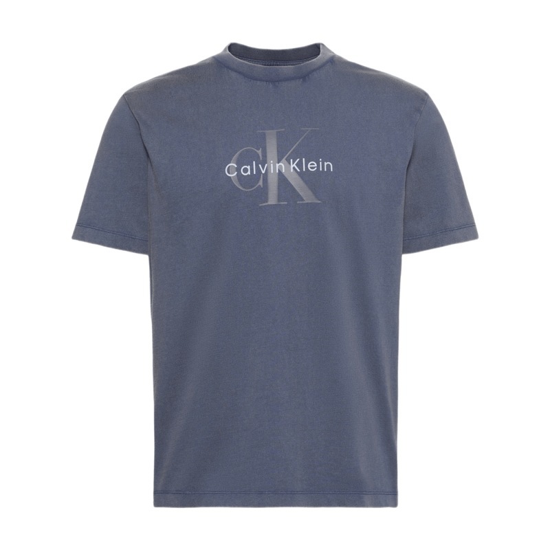 Calvin Klein Men's Washed Cotton Monogram T-Shirt - Blue Nomad MegaBDM