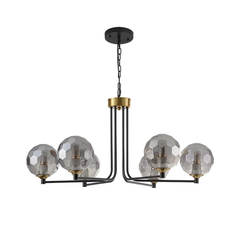 Homary Black & Gold Sputnik Glass Chandelier 6-Light Ceiling Light Adjustable Height MegaBDM