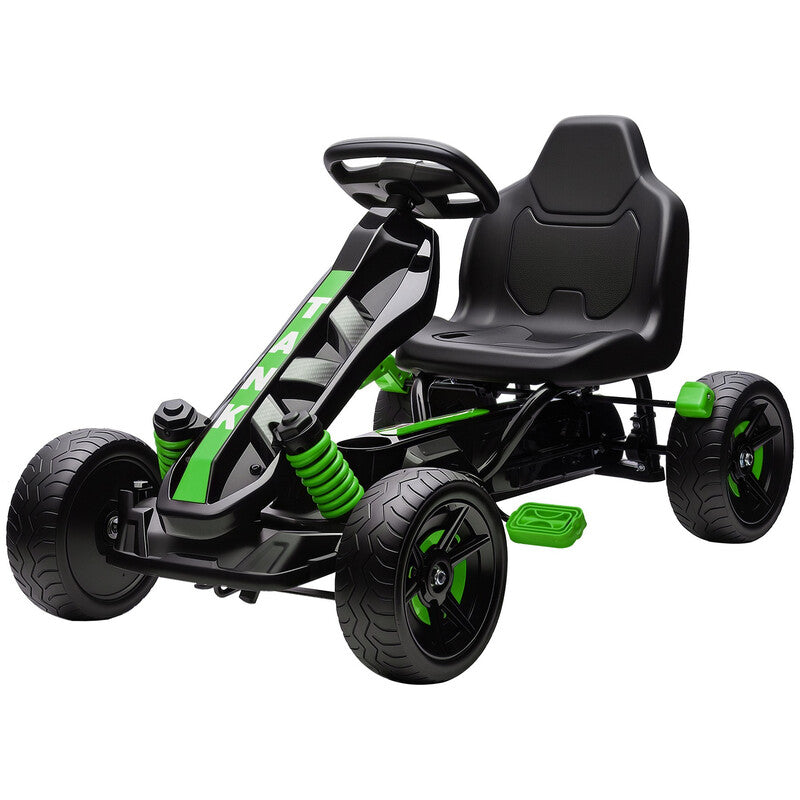 370-395V00GN AIYAPLAY Pedal Go Kart, Ride on Racer with Freewheel System, Brake, Non-Slip EVA Wheels, Metal Frame, Go Kart for Kids Ages 3-6 Years, Green MegaBDM