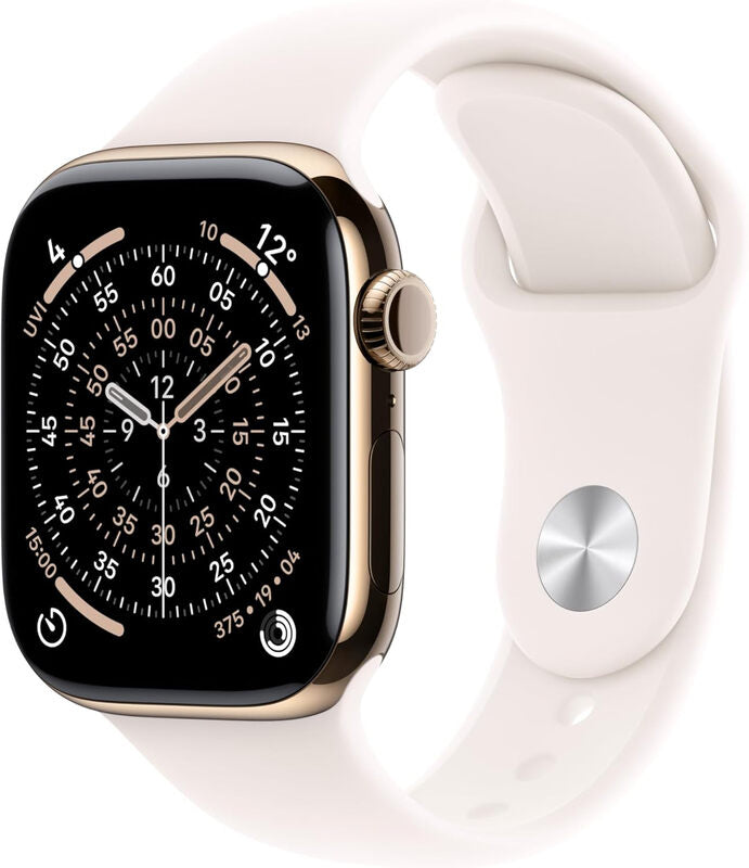 Apple Watch Series 11 GPS + Cellular 42mm Gold Titanium Case with Light Blush Sport Band - M/L MegaBDM