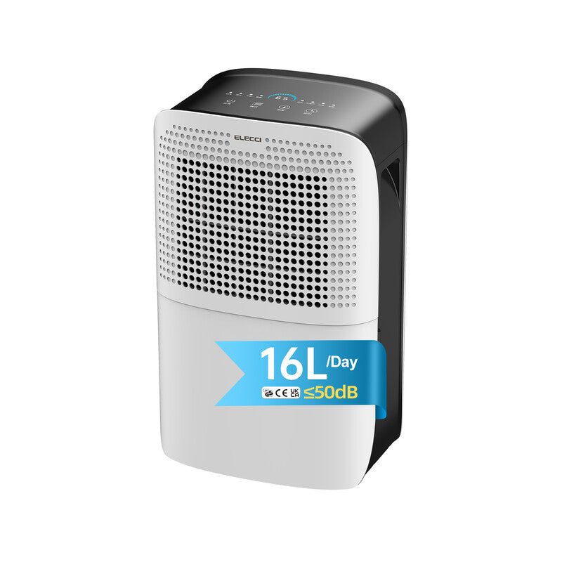 ELECCI 16L/D Dehumidifiers with Drain Hose, 3.1L Water Tank, 4 modes, R290, Continuous Drainage,Auto Defrost, 24H Timer, Ideal for 32m² Rooms. MegaBDM