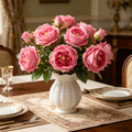 2Pcs 17.71in/45cm Artificial Austin Tea Rose Latex Simulation Flower Really Touch Wedding Banquet Family Party Garden Flowers Arrangement Decor (Rose Red) MegaBDM