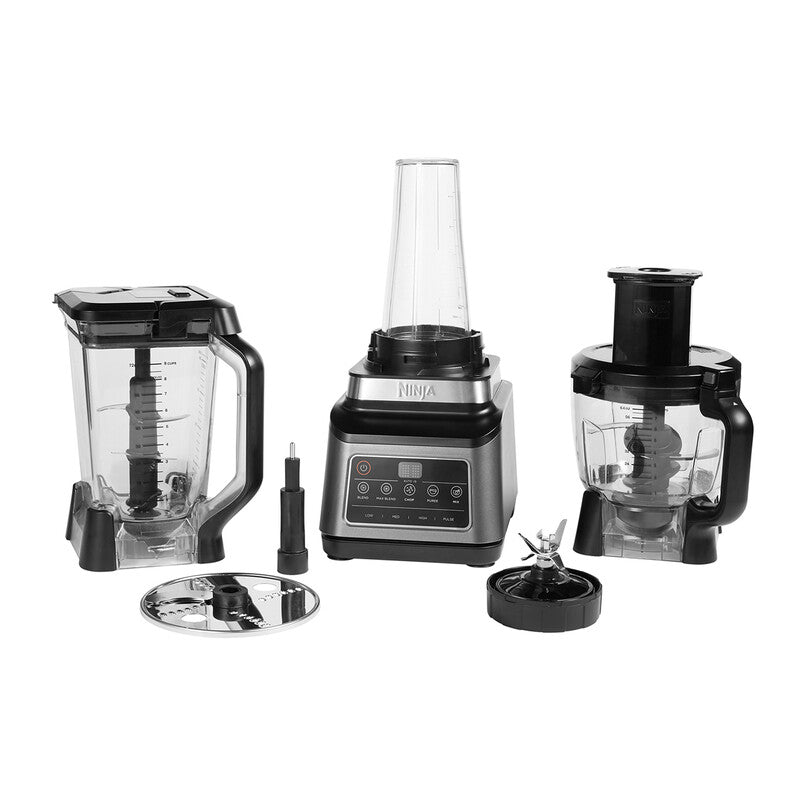Ninja 3-in-1 Food Processor - 1200W, 1.8L Bowl, 2.1L Jug, 700ml Cup, with 5 Automatic Programs: Blend, Max Blend, Chop, Mix, Puree, Dishwasher Safe Parts, Auto-iQBN800UK MegaBDM
