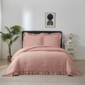 Meeallhome European Lace Trim All-Season Warm 3-Piece Set, 230*220 cm Comforter + 50*75 cm Pair of Pillowcases, Pink Girly Style MegaBDM