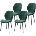 Homcom Dining Chairs, Checked Soft-Touch Fabric, Green, 4 Pcs MegaBDM
