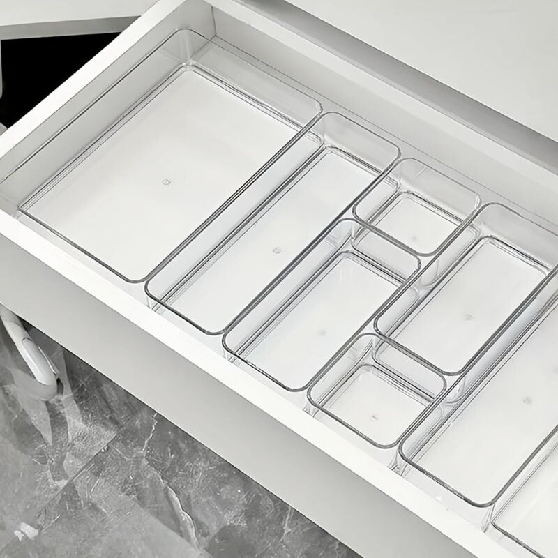25 Pieces Drawer Organisers, 4 Sizes, Clear Plastic Drawer Organisers, Containers for Bathroom and Vanity Organization, Kitchen Utensils, Makeup MegaBDM