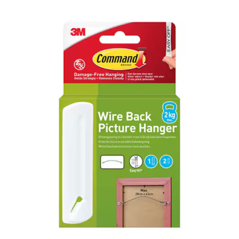 3M Command Adhesive Hook Wire Back Picture Hanger Holds 2kg (Pack of 1) MegaBDM