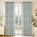 PONY DANCE Floral Curtains for Living Room, Linen Blend Sheer Drapes with Organic Botanical Peony Print, Light Filtering Privacy & Nature-Inspired Modern Home Decor, 2 Panels, W132 x L220 cm, Sage Green MegaBDM
