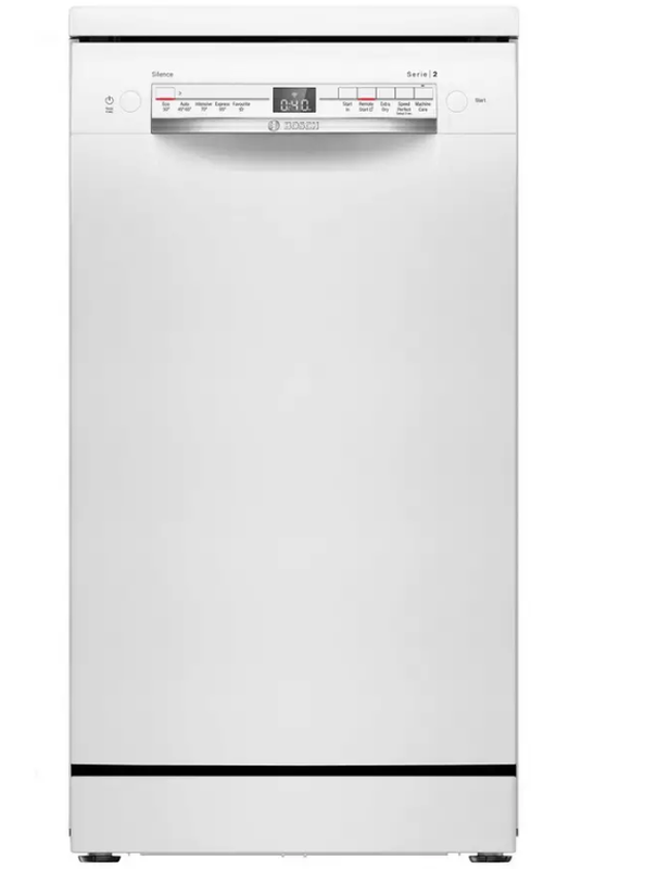 Bosch SPS2IKW01G 45cm Slimline Freestanding Dishwasher – 9 Place Settings, Home Connect, ExtraDry, White, F Rated MegaBDM