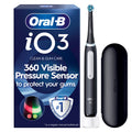 Oral-B iO3 Electric Toothbrush, Travel Case, 3 Modes, 360 Visible Pressure Sensor, Brushing Timer, Quite Sound, Long-Lasting Battery, Black MegaBDM