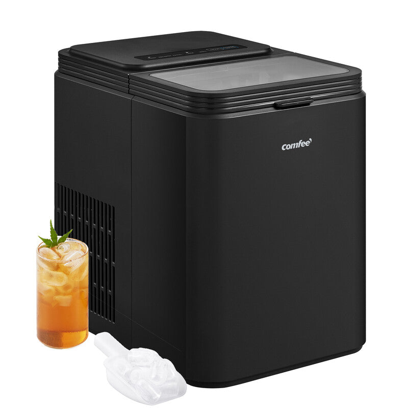 Comfee' RCI12BL1UK(E) Countertop Ice Maker, 12 kg in 24 h, 8 Ice Bullets in 6-9min, 2 Sizes, Self-Cleaning Machine with Ice Scoop & Basket, For Home, Kitchen, Office, Party MegaBDM