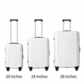 Ochama PP Cream White Luggage 3-Piece Set, TPE Silent Casters, 3-Level Adjustable Telescopic Handle, Combination Lock, 20+24+28 Inch, Budget Airline Friendly | Short Journey | Family Outing MegaBDM