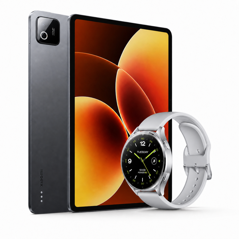 Xiaomi Pad 8 Pro 12GB RAM 512GB Gray Tablet + Xiaomi Watch 2 Titan Gray with White Leather Strap Bundle MegaBDM