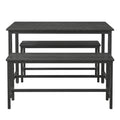 Ochama 3-Piece Kitchen Dining Set – 1 Table (110 x 70 x 75 cm) + 2 Benches (Each 30 x 97 x 50 cm), Steel Frame, Oak Black & Matte Black Finish – Modern Basic Design for Family Meals MegaBDM