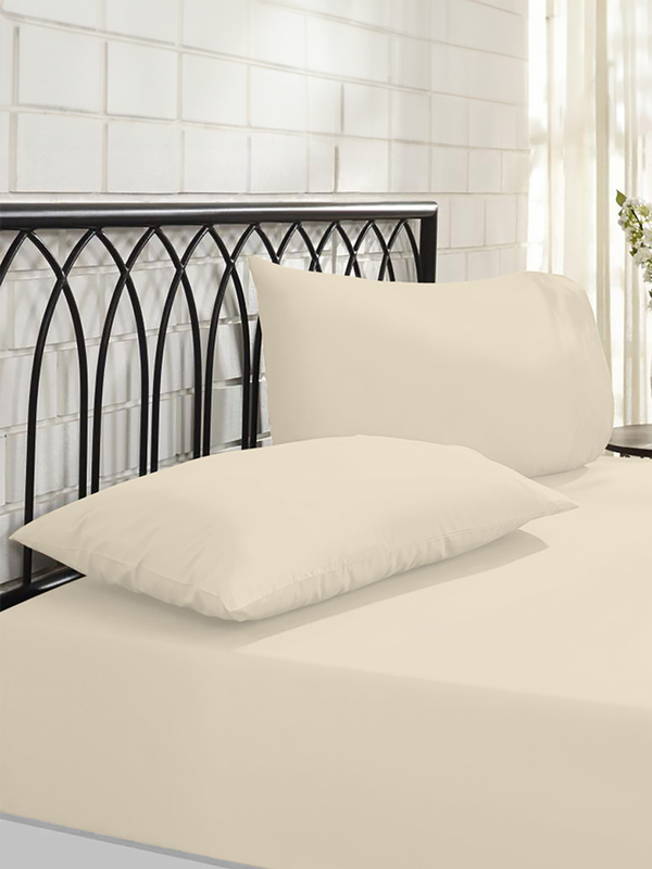 NightComfort Fitted Sheet Non Iron Polycotton Deep Fit 35cm Beige Single MegaBDM