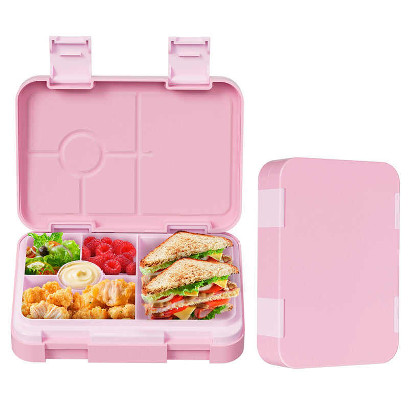 Meoky 5-Compartment Bento Lunch Box with Double Latches - Pink, New Year Sale, Top Gift Picks MegaBDM