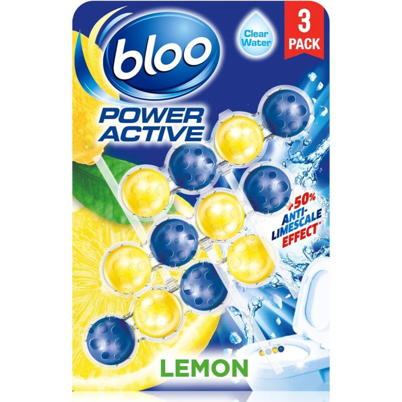 Bloo Power Active Lemon Toilet Rim Blocks 3 x 50g MegaBDM
