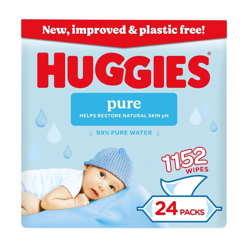 Huggies Pure Baby Wipes 24 x 48 Pack - 1152 Wipes MegaBDM