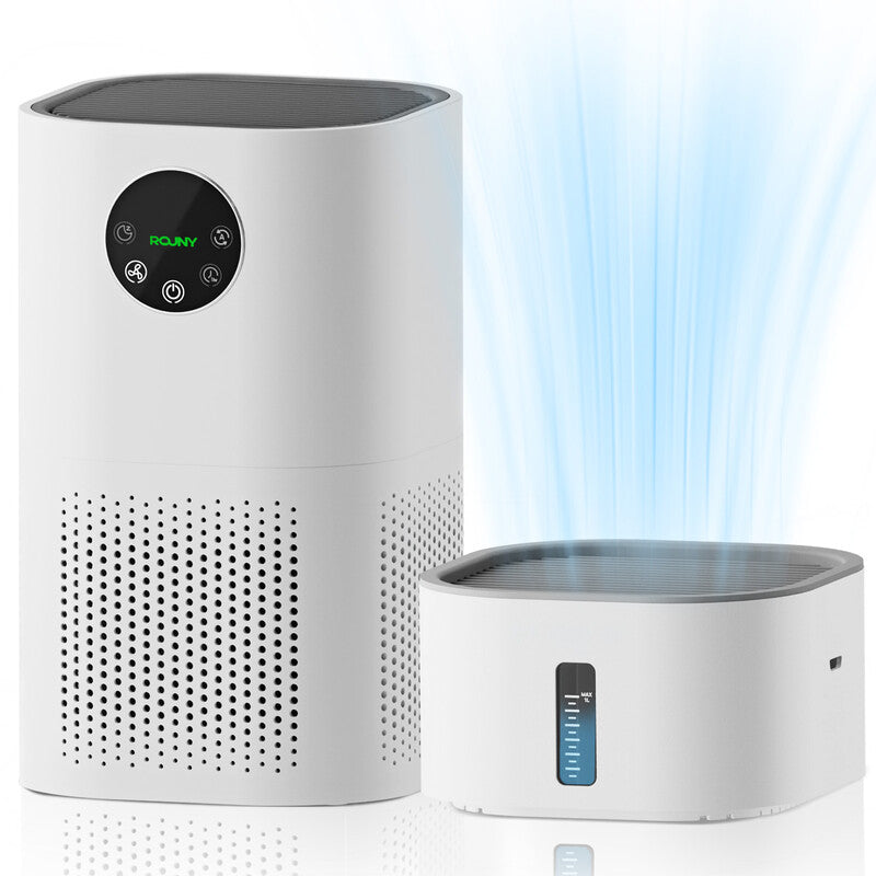 ROUNY 2-in-1 Air Purifier and Humidifier Combo, H13 True HEPA Filter, CADR 150m³/h, 20-50m² Coverage, ≤25dB Sleep Mode, Air Quality Display for Pets and Bedroom,AP-T2 MegaBDM