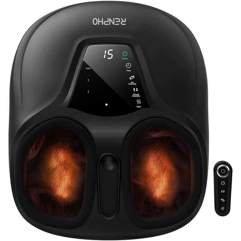 RENPHO Shiatsu Foot Massager, Deep Kneading, Air Compression, Heat Function, Remote Control, Black, FM058R-BK MegaBDM
