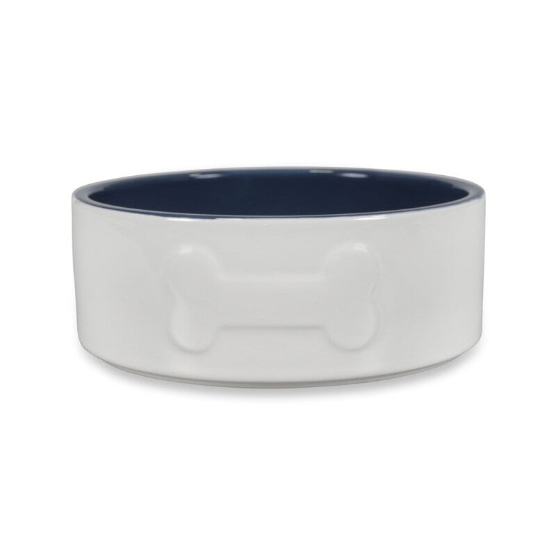 Petface Bone Ceramic Bowl Cream/Navy 20cm MegaBDM