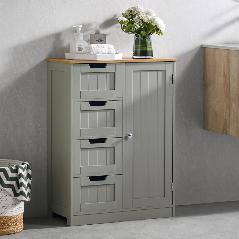Bath Vida Bathroom Storage Unit Priano 4 Drawers 1 Door Dove Grey/White