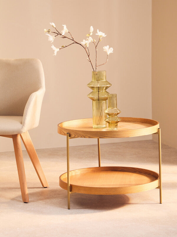 Interiors by Premier Side Table Viborg Round Natural 2 Shelf