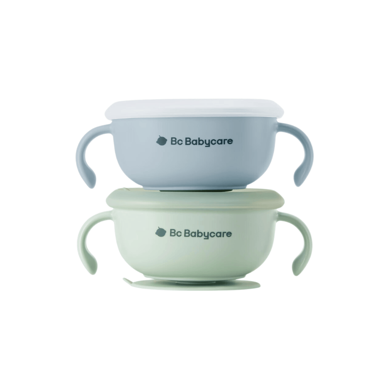 Bc Babycare Suction Bowl with Straw,BPA-Free Green + Blue MegaBDM