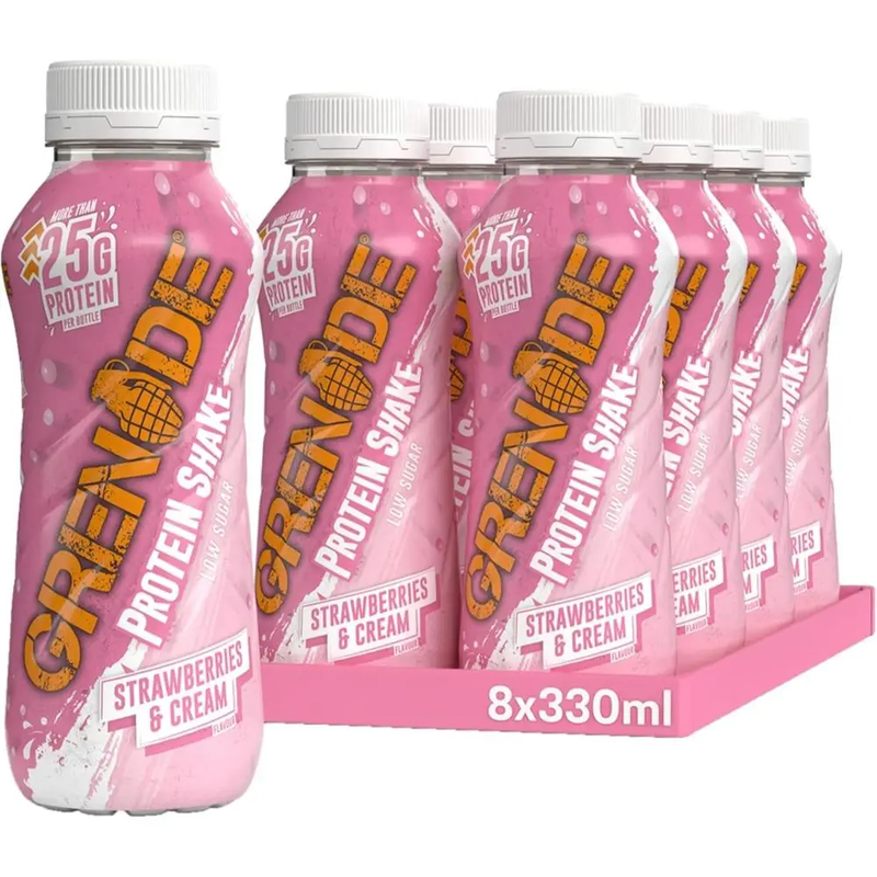 Grenade Protein Shake Strawberries & Cream Flavour - 8 x 330ml MegaBDM