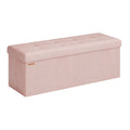 JOYFURNOS Storage Ottoman Bench, 38 x 110 x 38 cm, End of Bed Bench, Storage Chest, for Living Room, Bedroom, Entryway, Pink MegaBDM