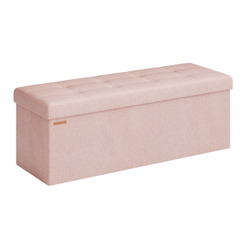 JOYFURNOS Storage Ottoman Bench, 38 x 110 x 38 cm, End of Bed Bench, Storage Chest, for Living Room, Bedroom, Entryway, Pink MegaBDM