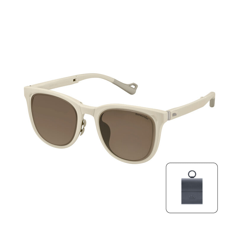 Beneunder Boston-Style Folding Sunglasses FD01h - Matte Rock White Frame + Brown Lenses - F (One Size) MegaBDM