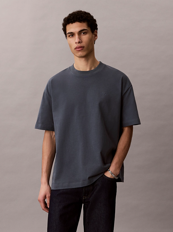 Calvin Klein Jeans Men Oversized Embossed Logo T-Shirt - Dark Slate MegaBDM