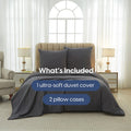 Meeallhome Washed Brushed Duvet Cover Set 260*220cm/60*80cm*2 Dark Gray MegaBDM
