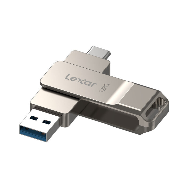 Lexar D40E 128GB Dual USB 3.2 Gen 1 Type-C Jump Drive, USB-C Flash Metal Housing Swivel Design Thumb Drive (LJDD40E128G-BNSNG) MegaBDM