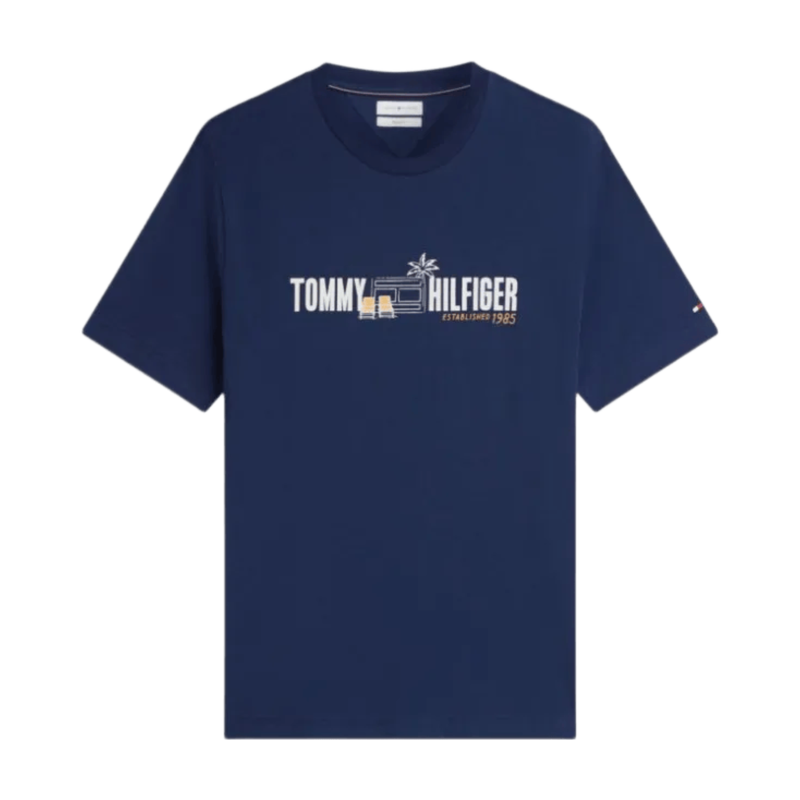 Tommy Hilfiger Logo Graphic Jersey T-Shirt - Carbon Navy MegaBDM