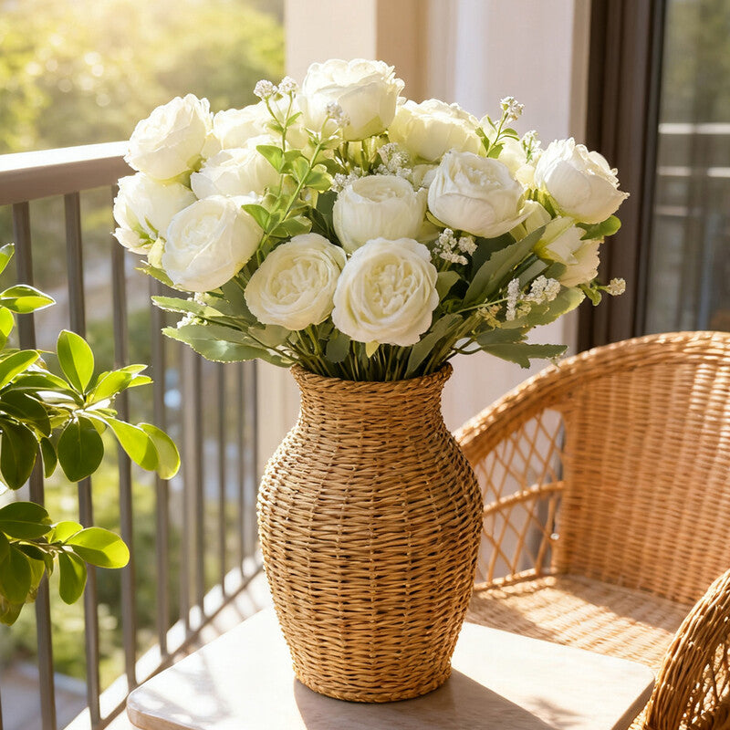 Wei's Moment 4Bunches Peony Artificial Flowers White Flowers Silk Peonies Bouquets for Wedding Party Table Centerpieces Floral Arrangement Home Kitchen Decor MegaBDM