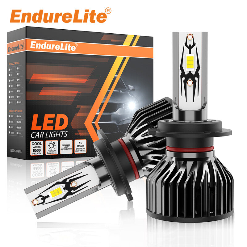 ENdureLite H7 H4 H11 H1 9005 9006 9012 Headlight Car LED Light, 6000K Cool White Light Bulbs, 17000LM Brighteness, 300% Brighter Efficent Cooling System, Plug & Play, Pack of 2 MegaBDM