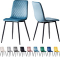 MCC Direct Set of 2 Designer Velvet Fabric Dining Chairs Metal Legs Lexi Chairs (Light Blue) MegaBDM